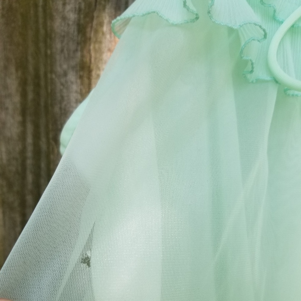 Evette Vintage Sheer Seafoam Green Ruffle Nightie - Picture 5 of 8